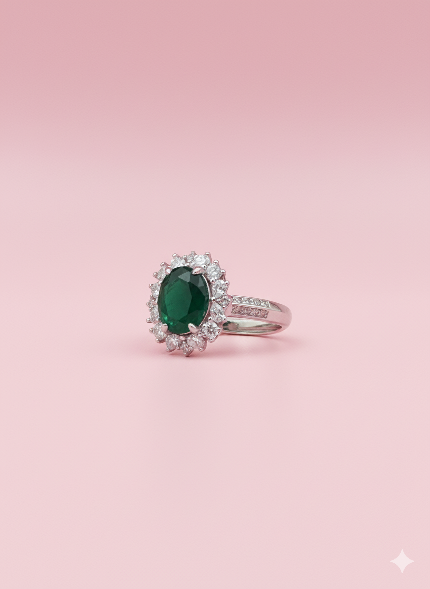 Green stone ring